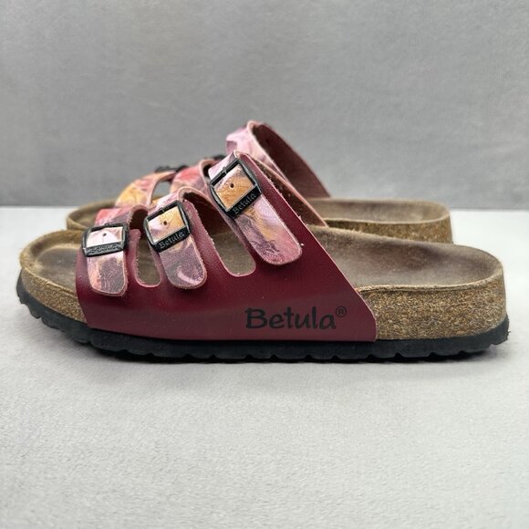 Betula by Birkenstock Florida Womens Size 8 (EU 39) Sandals Burgundy Leather - Picture 3 of 8